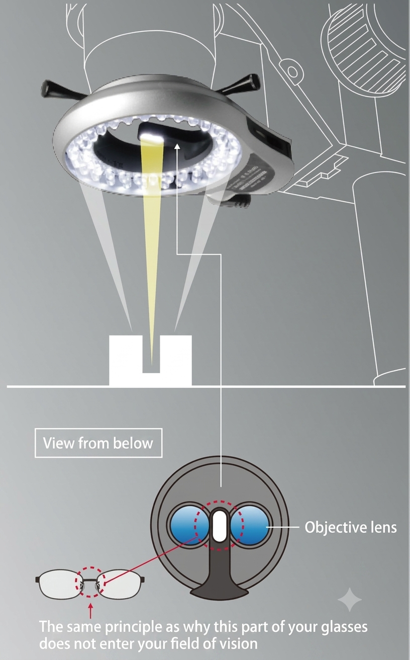 Observation without and with vertical illuminator unit
